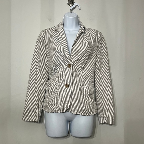 Gap Blazer Seersucker Stripe Academic‎ Preppy Nautical Coastal Women's 6 - Picture 1 of 9